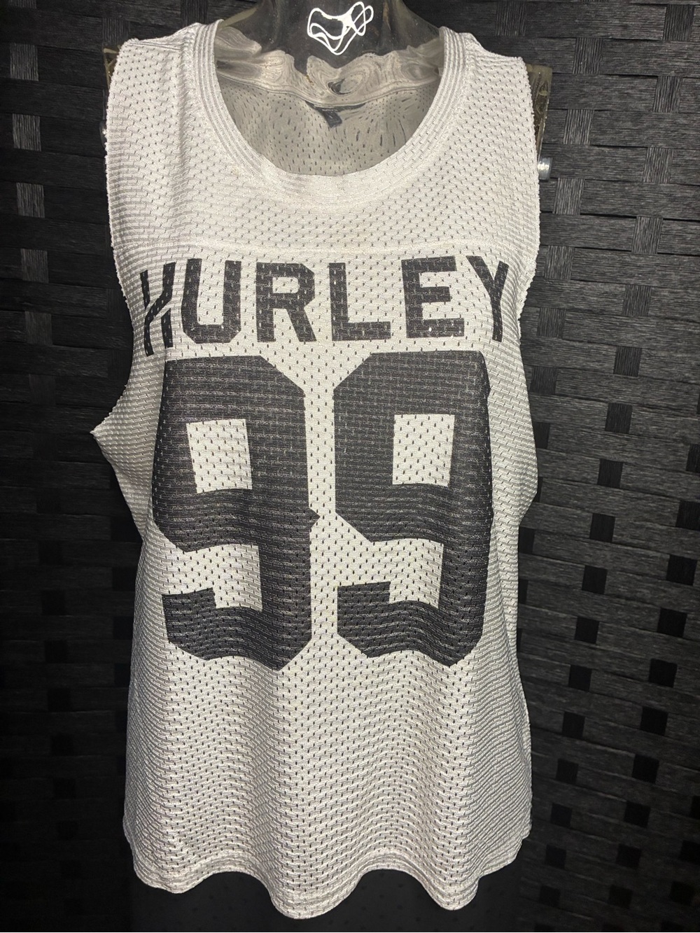 Hurley White Mesh Tank Top with Black 99 Graphic